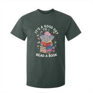 Its A Good Day To Read Book T Shirt For Kid Cute Elephant Reading Across America TS02 Dark Forest Green Print Your Wear