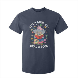 Its A Good Day To Read Book T Shirt For Kid Cute Elephant Reading Across America TS02 Navy Print Your Wear