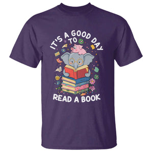 Its A Good Day To Read Book T Shirt Cute Elephant Reading Across America TS02 Purple Print Your Wear