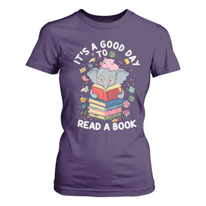 Its A Good Day To Read Book T Shirt For Women Cute Elephant Reading Across America TS02 Purple Print Your Wear