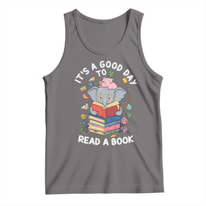 Its A Good Day To Read Book Tank Top Cute Elephant Reading Across America TS02 Deep Heather Print Your Wear