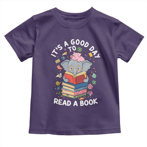 Its A Good Day To Read Book Toddler T Shirt Cute Elephant Reading Across America TS02 Purple Print Your Wear