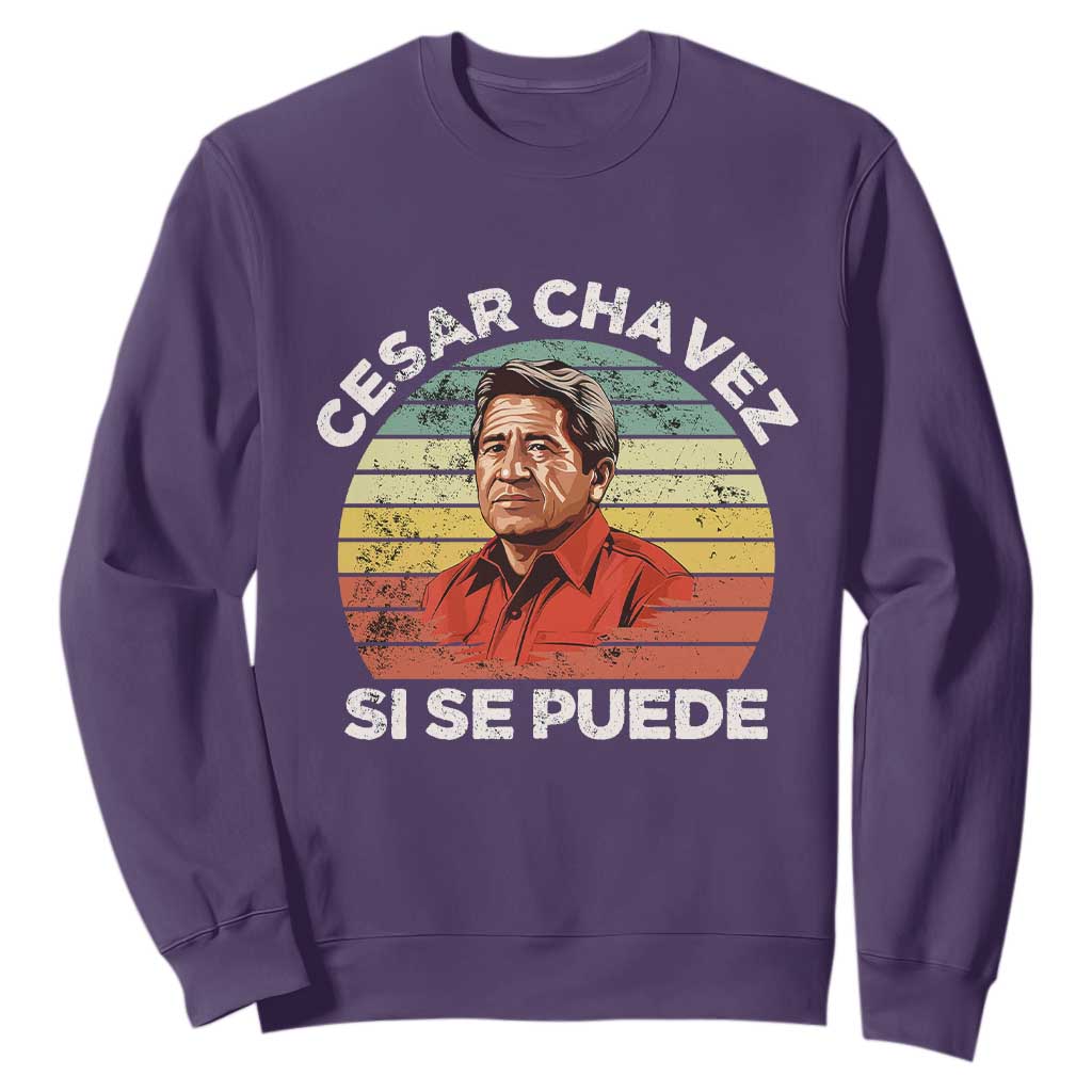 Cesar Chavez Sweatshirt Si Se Puede Mexican Hispanic Heritage Month Vintage TS02 Purple Print Your Wear