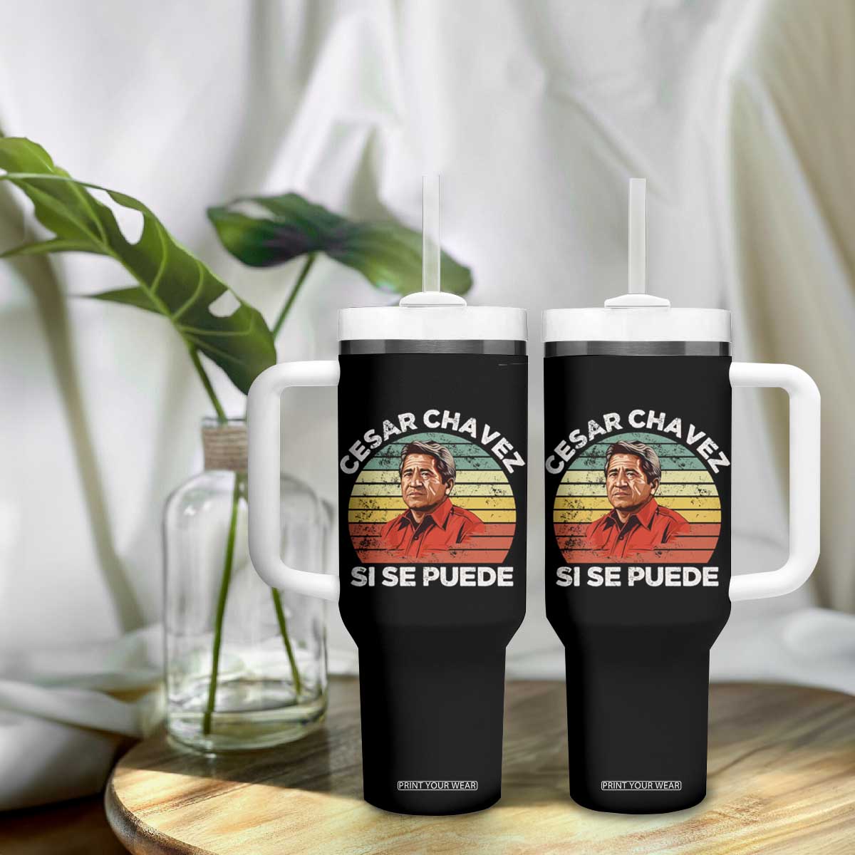 Cesar Chavez Tumbler With Handle Si Se Puede Mexican Hispanic Heritage Month Vintage TS02 Print Your Wear