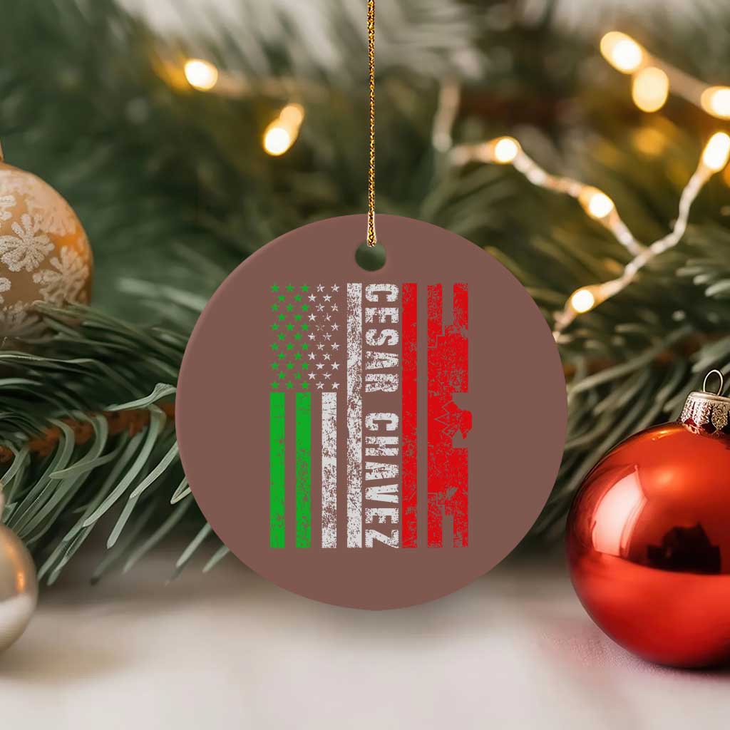 Cesar Chavez Ceramic Ornament American Mexican Flag Patriotic Mexico Distressed TS02 1pc Mocha Print Your Wear