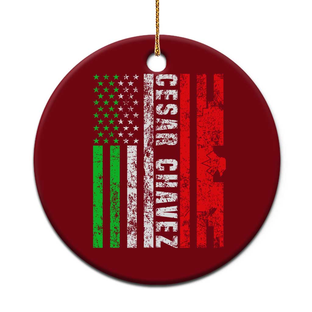 Cesar Chavez Ceramic Ornament American Mexican Flag Patriotic Mexico Distressed TS02 1pc Red Print Your Wear