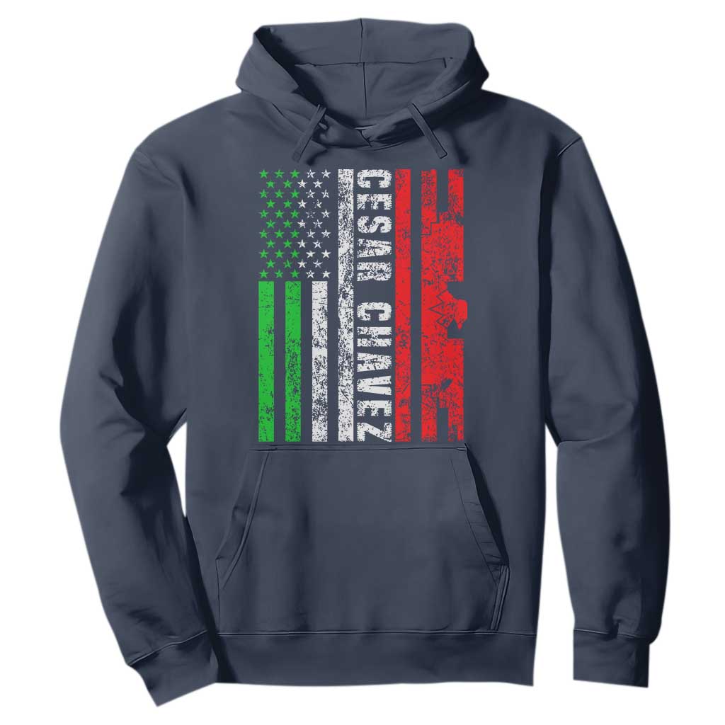Cesar Chavez Hoodie American Mexican Flag Patriotic Mexico Distressed TS02 Navy Print Your Wear
