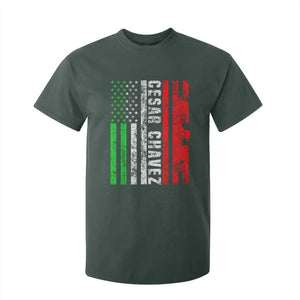 Cesar Chavez T Shirt For Kid American Mexican Flag Patriotic Mexico Distressed TS02 Dark Forest Green Print Your Wear