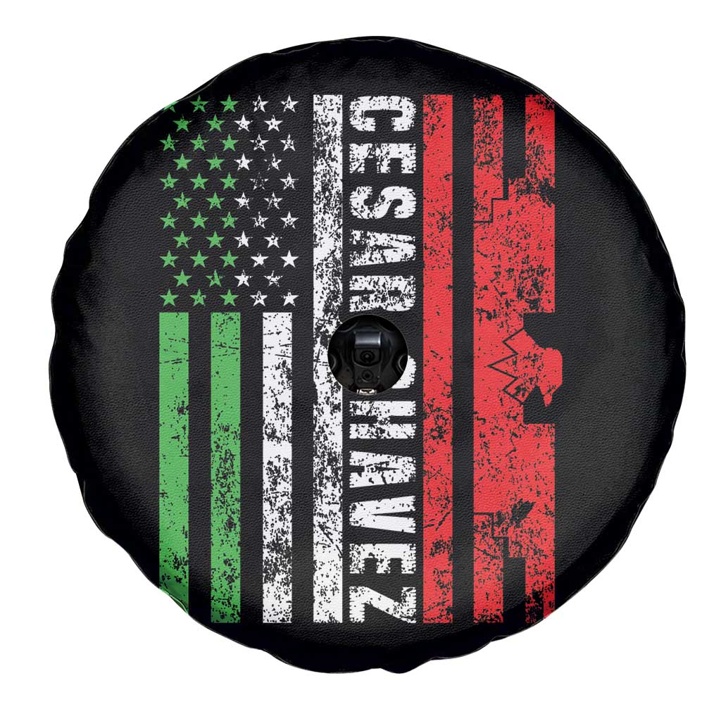Cesar Chavez Spare Tire Cover American Mexican Flag Patriotic Mexico Distressed TS02 Print Your Wear