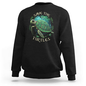 Ocean Day Sweatshirt Save The Turtles Sea Life TS02 Black Printyourwear
