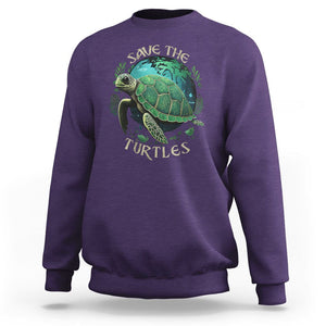 Ocean Day Sweatshirt Save The Turtles Sea Life TS02 Purple Printyourwear