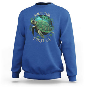 Ocean Day Sweatshirt Save The Turtles Sea Life TS02 Royal Blue Printyourwear