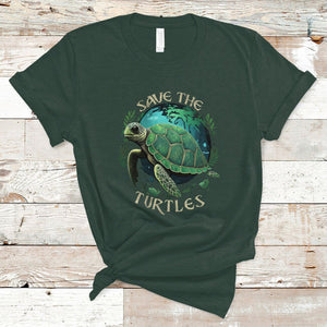 Ocean Day T Shirt Save The Turtles Sea Life TS02 Dark Forest Green Printyourwear