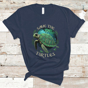 Ocean Day T Shirt Save The Turtles Sea Life TS02 Navy Printyourwear