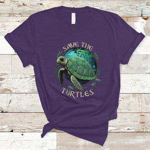 Ocean Day T Shirt Save The Turtles Sea Life TS02 Purple Printyourwear