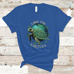 Ocean Day T Shirt Save The Turtles Sea Life TS02 Royal Blue Printyourwear