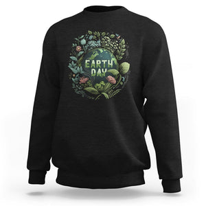 Earth Day Sweatshirt Green Planet TS02 Black Printyourwear