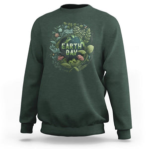 Earth Day Sweatshirt Green Planet TS02 Dark Forest Green Printyourwear