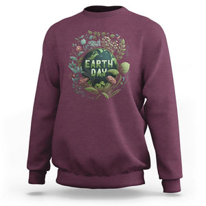 Earth Day Sweatshirt Green Planet TS02 Maroon Printyourwear