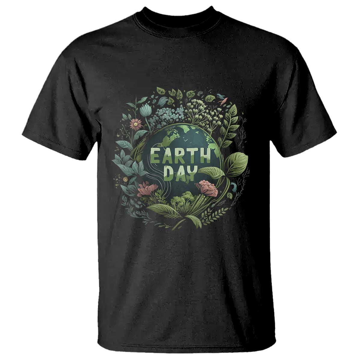 Earth Day T Shirt Green Planet TS02 Black Printyourwear