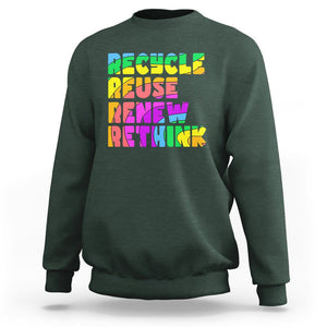 Earth Day Sweatshirt Recycle Reuse Renew Rethink The Four Rs TS02 Dark Forest Green Printyourwear