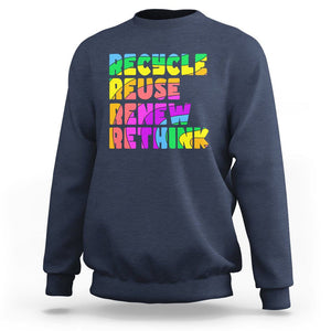 Earth Day Sweatshirt Recycle Reuse Renew Rethink The Four Rs TS02 Navy Printyourwear