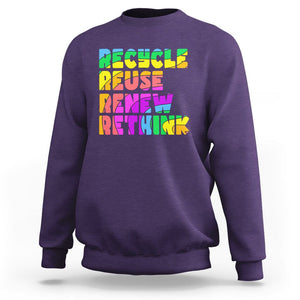 Earth Day Sweatshirt Recycle Reuse Renew Rethink The Four Rs TS02 Purple Printyourwear