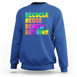 Earth Day Sweatshirt Recycle Reuse Renew Rethink The Four Rs TS02 Royal Blue Printyourwear