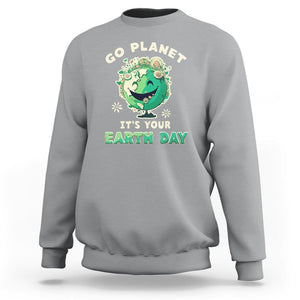 Earth Day Sweatshirt Go Planet It's Your Birthday Retro Groovy TS02 Sport Gray Printyourwear