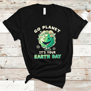 Earth Day T Shirt Go Planet It's Your Birthday Retro Groovy TS02 Black Printyourwear