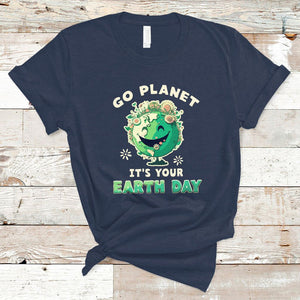 Earth Day T Shirt Go Planet It's Your Birthday Retro Groovy TS02 Navy Printyourwear