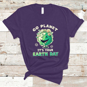 Earth Day T Shirt Go Planet It's Your Birthday Retro Groovy TS02 Purple Printyourwear