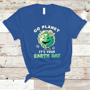 Earth Day T Shirt Go Planet It's Your Birthday Retro Groovy TS02 Royal Blue Printyourwear