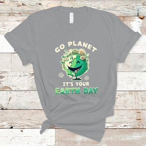 Earth Day T Shirt Go Planet It's Your Birthday Retro Groovy TS02 Sport Gray Printyourwear