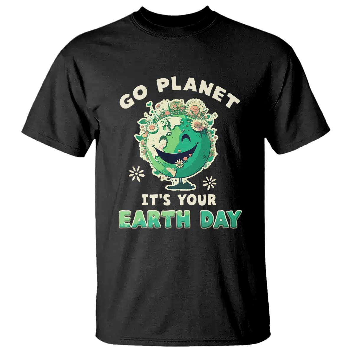 Earth Day T Shirt Go Planet It's Your Birthday Retro Groovy TS02 Black Printyourwear