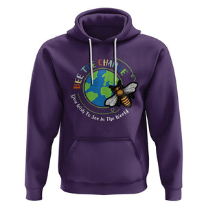 Earth Day Hoodie Bee The Change You Wish To See In The World Planet Honeybee TS02 Purple Printyourwear