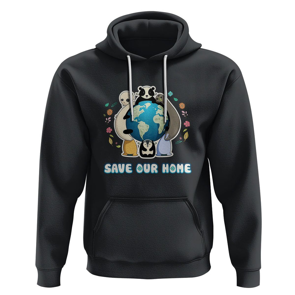 Earth Day Hoodie Wildlife Save Our Home Animals TS02 Black Printyourwear