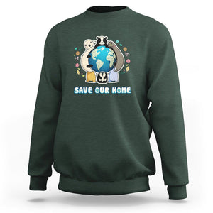 Earth Day Sweatshirt Wildlife Save Our Home Animals TS02 Dark Forest Green Printyourwear