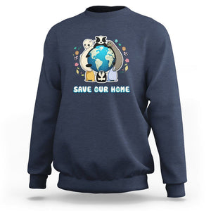 Earth Day Sweatshirt Wildlife Save Our Home Animals TS02 Navy Printyourwear