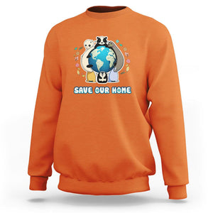 Earth Day Sweatshirt Wildlife Save Our Home Animals TS02 Orange Printyourwear