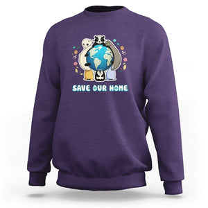 Earth Day Sweatshirt Wildlife Save Our Home Animals TS02 Purple Printyourwear