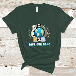 Earth Day T Shirt Wildlife Save Our Home Animals TS02 Dark Forest Green Printyourwear