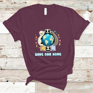 Earth Day T Shirt Wildlife Save Our Home Animals TS02 Maroon Printyourwear