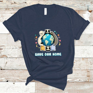 Earth Day T Shirt Wildlife Save Our Home Animals TS02 Navy Printyourwear