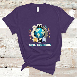 Earth Day T Shirt Wildlife Save Our Home Animals TS02 Purple Printyourwear