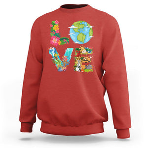Love Earth Sweatshirt Mother Go Planet Ocean Wildlife Protection TS02 Red Printyourwear