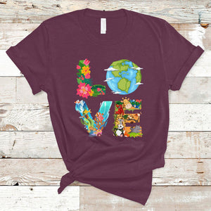 Love Earth T Shirt Mother Go Planet Ocean Wildlife Protection TS02 Maroon Printyourwear