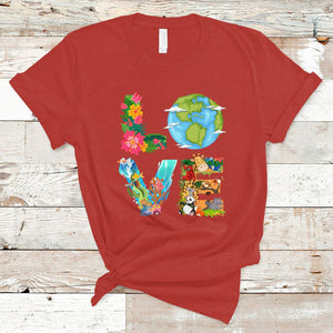 Love Earth T Shirt Mother Go Planet Ocean Wildlife Protection TS02 Red Printyourwear