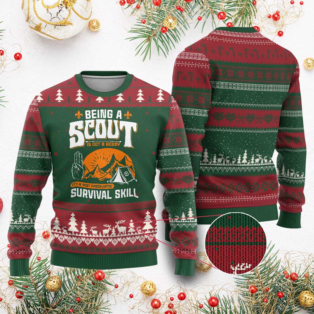 Funny Scout Ugly Christmas Sweater Being A Scout Is Not A Hobby Survival Skill Adventure TS02 Red Green Print Your Wear