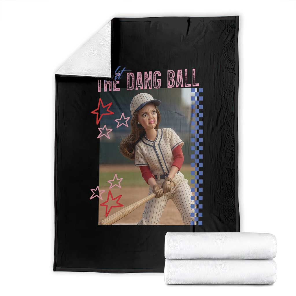 Hit The Dang Ball Funny Doll Baseball Graphic Throw Blanket Sassy Sports Fan Gift TS02 Black Print Your Wear